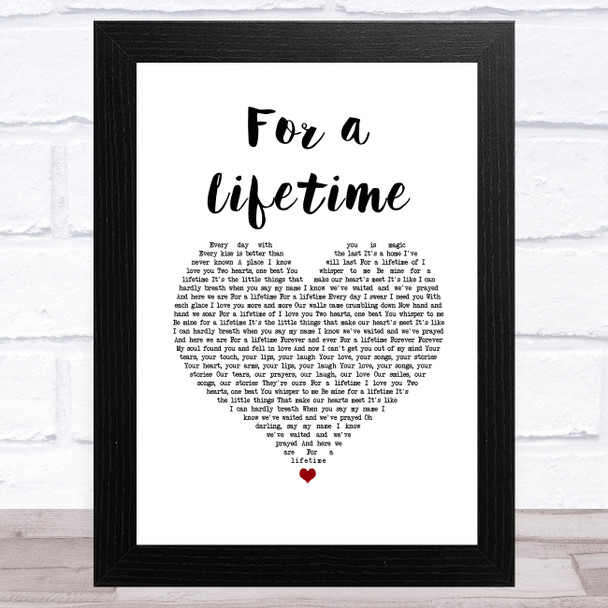 Ryann Darling For a Lifetime White Heart Song Lyric Music Art Print