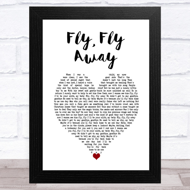 Kerry Butler Fly, Fly Away White Heart Song Lyric Music Art Print