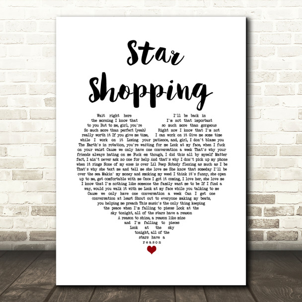 Lil Peep Star Shopping White Heart Song Lyric Music Art Print