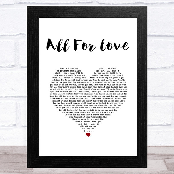 Bryan Adams with Rod Stewart & Sting All For Love White Heart Song Lyric Music Art Print