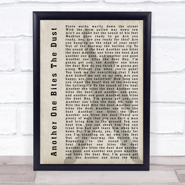 Queen Another One Bites The Dust Freddie Mercury Shadow Song Lyric Quote Print