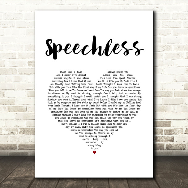 The Veronicas Speechless White Heart Song Lyric Music Art Print