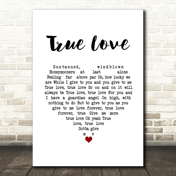 Elton John & Kiki Dee True Love White Heart Song Lyric Music Art Print