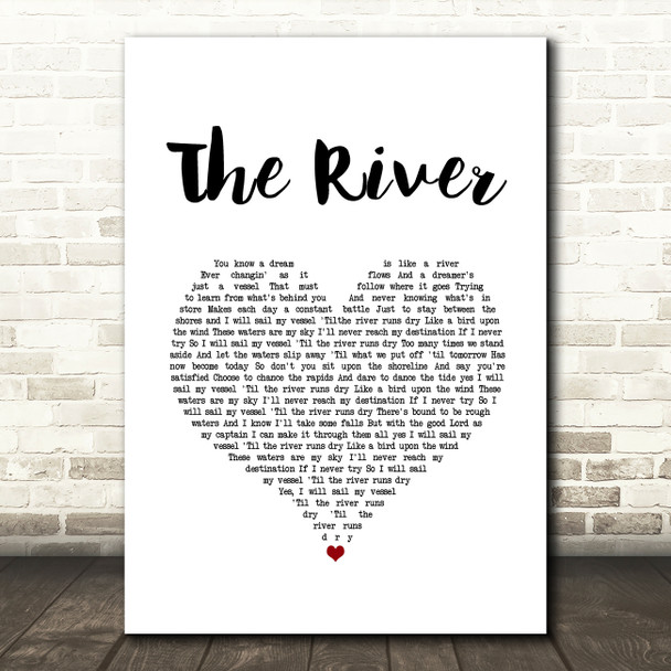 Garth Brooks The River White Heart Song Lyric Music Art Print