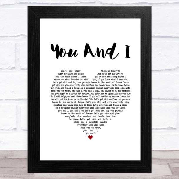 Ingrid Michaelson You And I White Heart Song Lyric Music Art Print