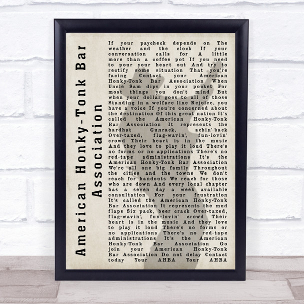 Garth Brooks American Honky-Tonk Bar Association Shadow Song Lyric Quote Print