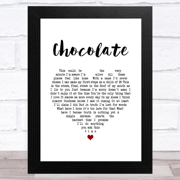 Snow Patrol Chocolate White Heart Song Lyric Music Art Print