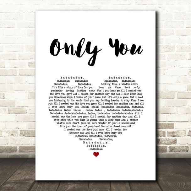 The Flying Pickets Only You White Heart Song Lyric Music Art Print