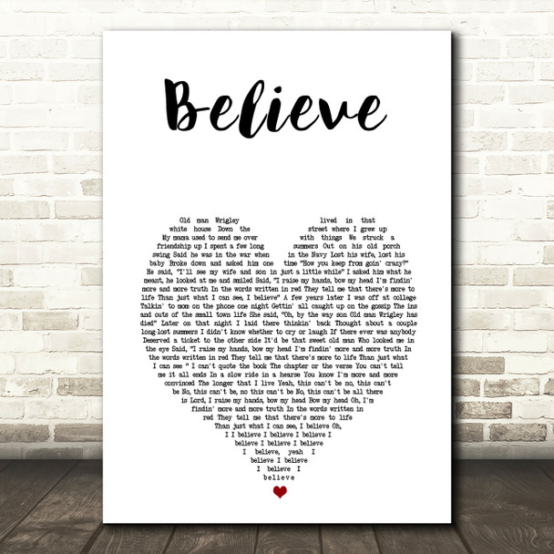 Brooks & Dunn Believe White Heart Song Lyric Music Art Print