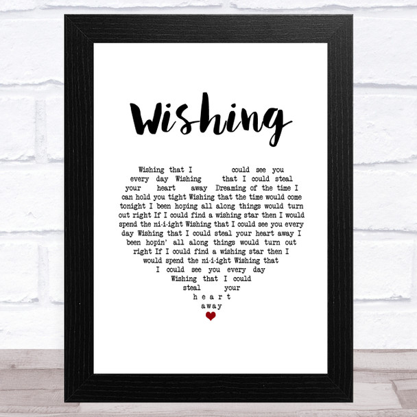 Buddy Holly Wishing White Heart Song Lyric Music Art Print