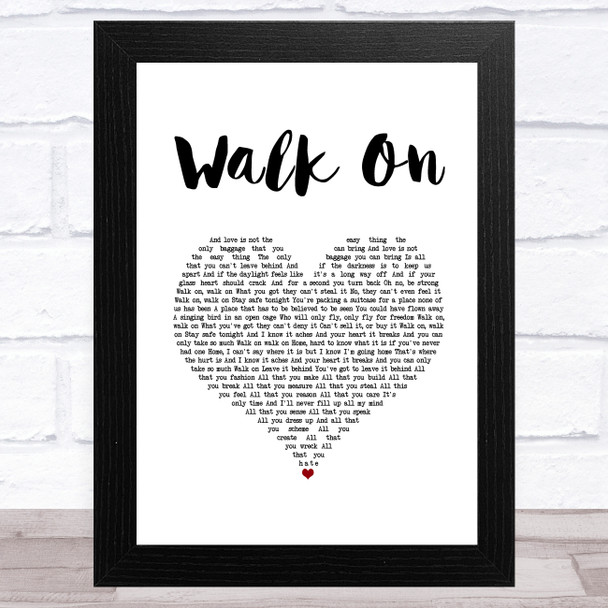 U2 Walk On White Heart Song Lyric Music Art Print