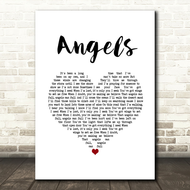 Joshua Radin Angels White Heart Song Lyric Music Art Print