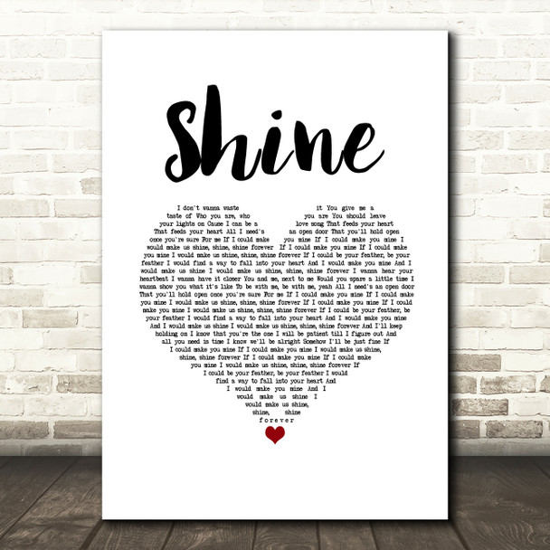 Gabrielle Shine White Heart Song Lyric Music Art Print