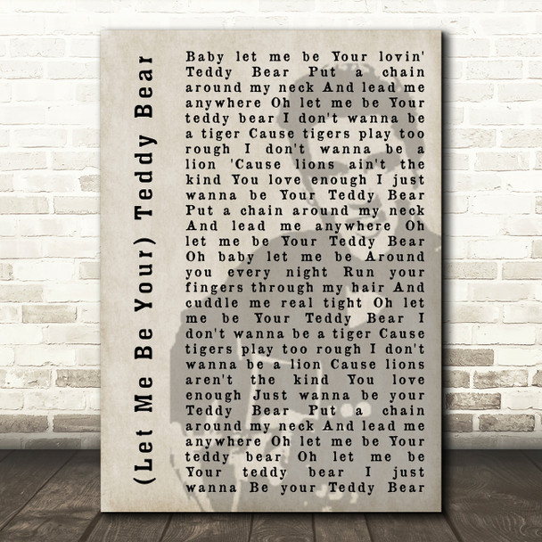 Elvis Presley (Let Me Be Your) Teddy Bear Face Shadow Song Lyric Quote Print