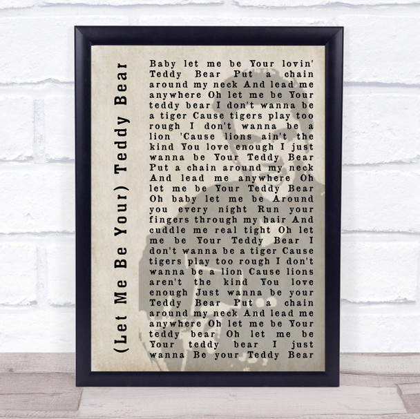 Elvis Presley (Let Me Be Your) Teddy Bear Face Shadow Song Lyric Quote Print