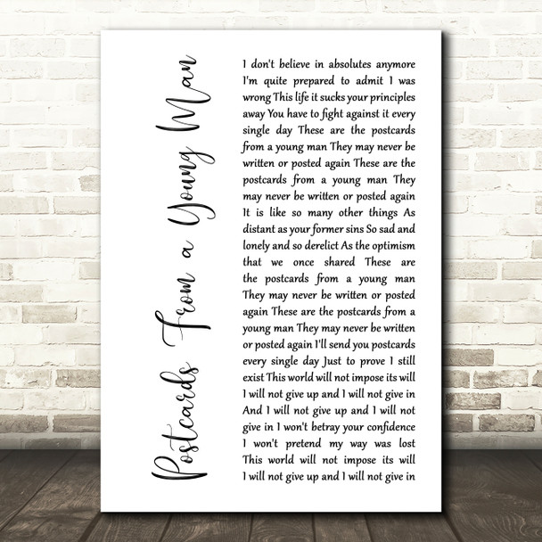 Manic Street Preachers Postcards From a Young Man White Script Song Lyric Music Art Print