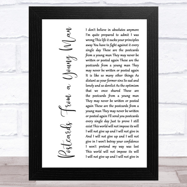 Manic Street Preachers Postcards From a Young Man White Script Song Lyric Music Art Print