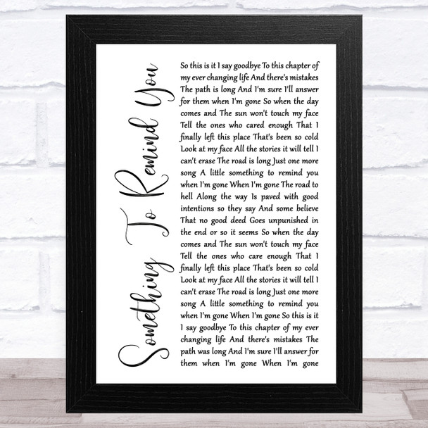 Staind Something To Remind You White Script Song Lyric Music Art Print