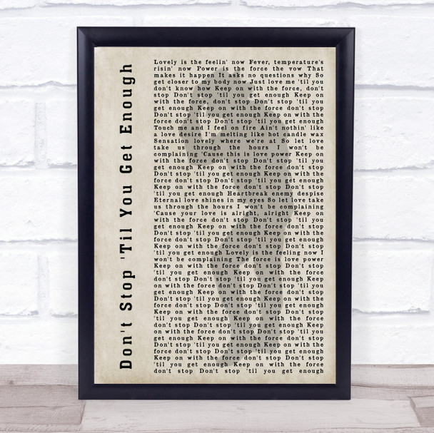 Michael Jackson Don't Stop 'Til You Get Enough Shadow Song Lyric Quote Print