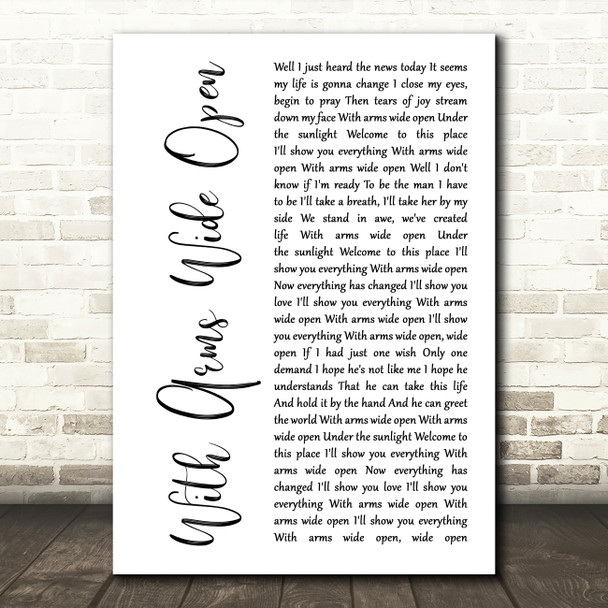 Creed With Arms Wide Open White Script Song Lyric Music Art Print