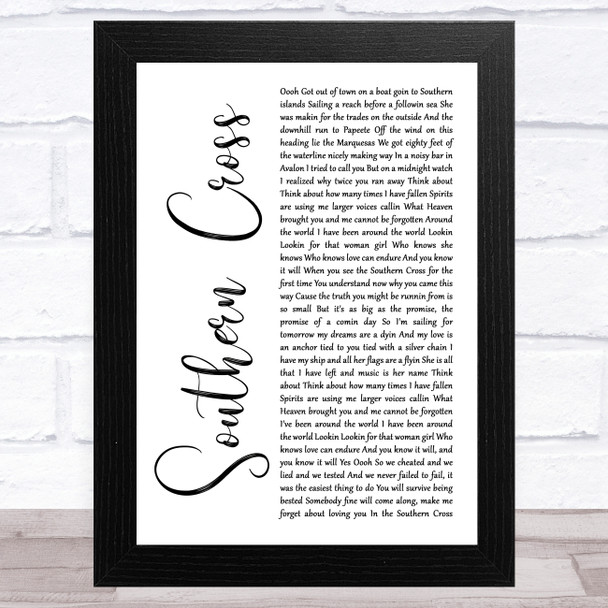 Crosby, Stills & Nash Southern Cross White Script Song Lyric Music Art Print