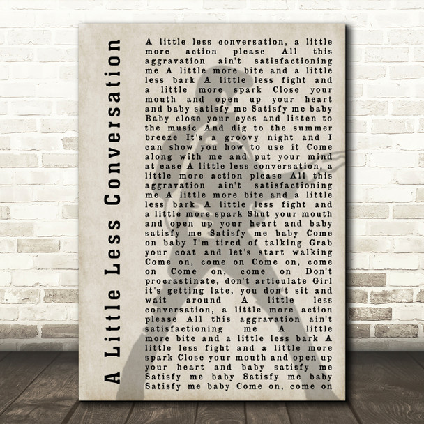 Elvis Presley A Little Less Conversation Pose Shadow Song Lyric Quote Print