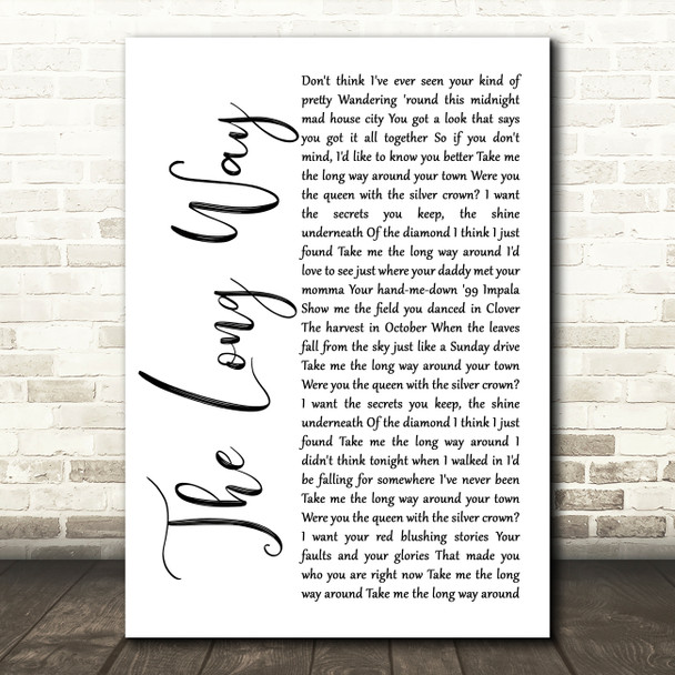 Brett Eldredge The Long Way White Script Song Lyric Music Art Print