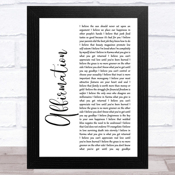 Savage Garden Affirmation White Script Song Lyric Music Art Print