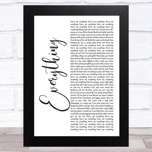 Jaden Smith Everything White Script Song Lyric Music Art Print