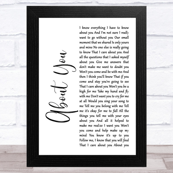 Cecilio & Kapono About You White Script Song Lyric Music Art Print