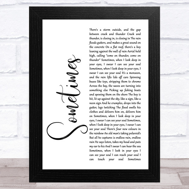 James Sometimes White Script Song Lyric Music Art Print