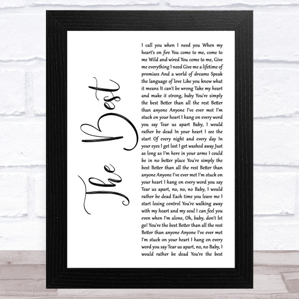 Tina Turner The Best White Script Song Lyric Music Art Print