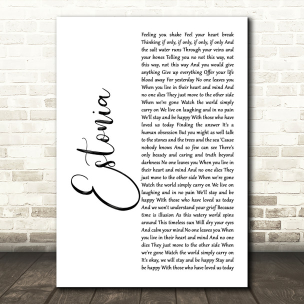 Marillion Estonia White Script Song Lyric Music Art Print