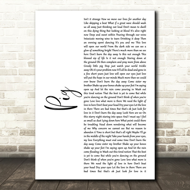 Dave Matthews Band Pig White Script Song Lyric Music Art Print