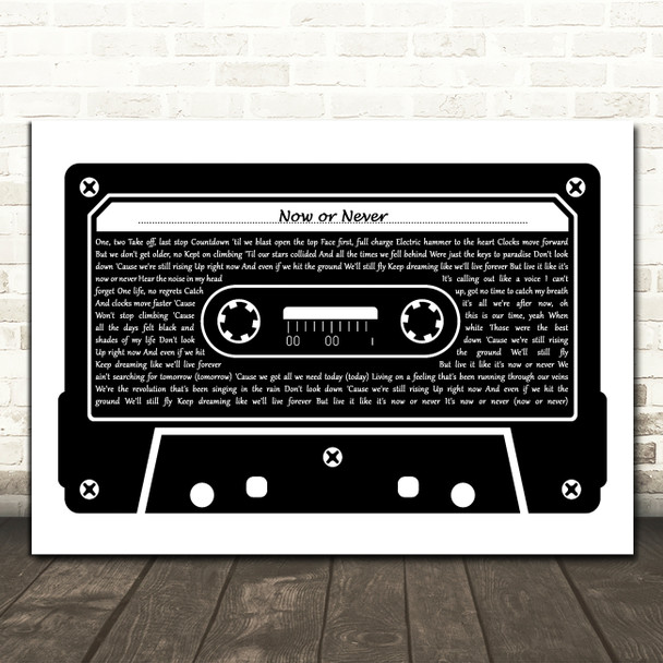 Julie and the Phantoms Cast Now or Never Black & White Music Cassette Tape Song Lyric Art Print