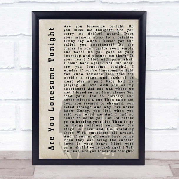 Elvis Presley Are You Lonesome Tonight Face Shadow Song Lyric Quote Print