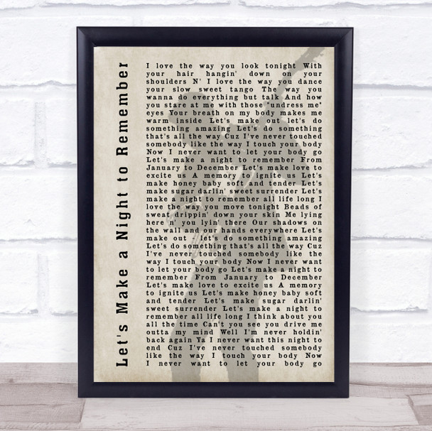 Bryan Adams Let's Make a Night to Remember Shadow Song Lyric Quote Print