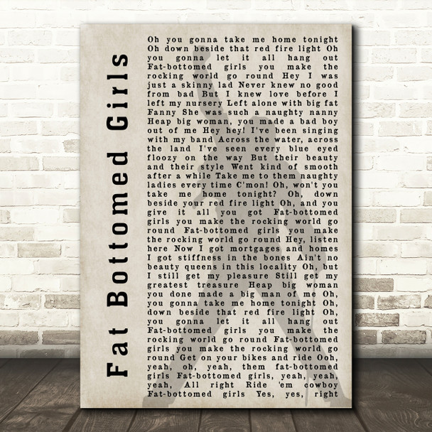 Queen Fat Bottomed Girls Freddie Mercury Shadow Song Lyric Quote Print