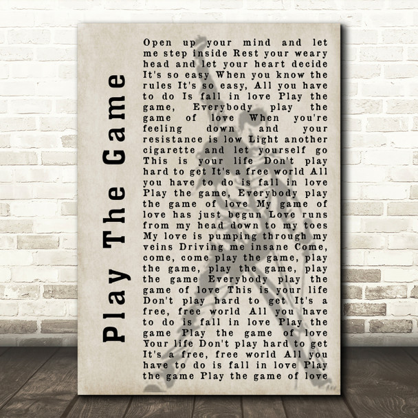 Queen Play The Game Freddie Mercury Silhouette Song Lyric Quote Print