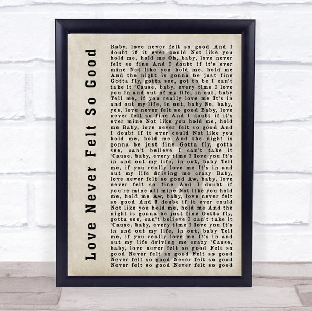 Michael Jackson Love Never Felt So Good Shadow Song Lyric Quote Print