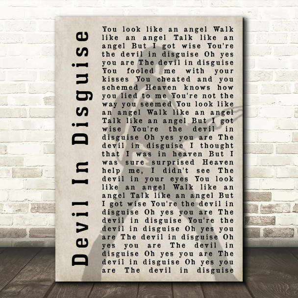 Elvis Presley Devil In Disguise Pose Shadow Song Lyric Quote Print