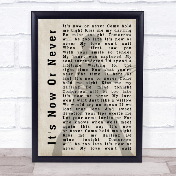 Elvis Presley It's Now Or Never Pose Shadow Song Lyric Quote Print