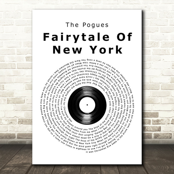 The Pogues Fairytale Of New York Vinyl Record Song Lyric Art Print