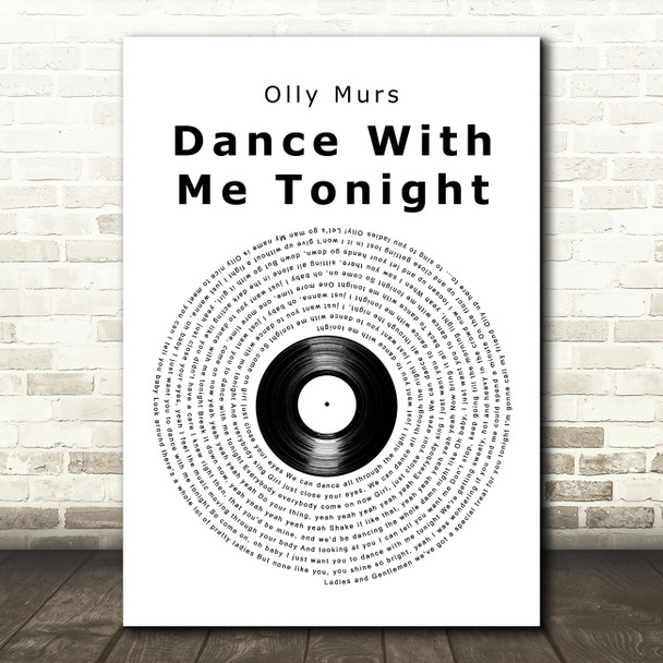 Olly Murs Dance With Me Tonight Vinyl Record Song Lyric Art Print