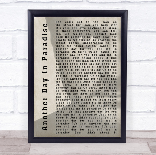 Phil Collins Another Day In Paradise Shadow Song Lyric Quote Print