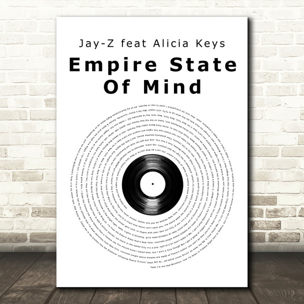 Jay-Z feat Alicia Keys Empire State Of Mind Vinyl Record Song Lyric Art Print