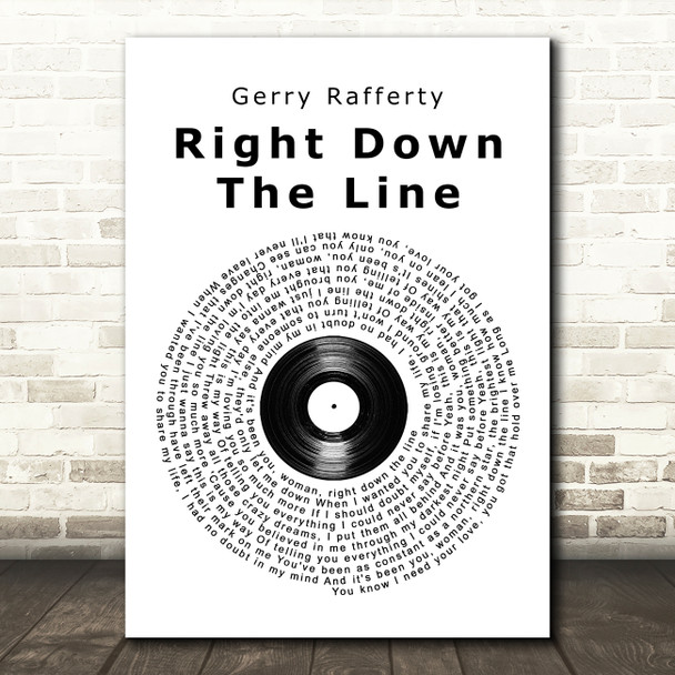 Gerry Rafferty Right Down The Line Vinyl Record Song Lyric Art Print
