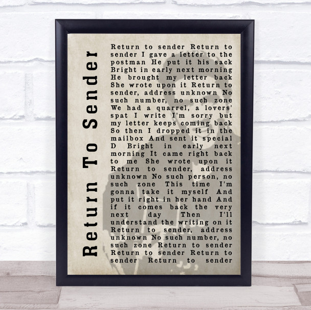 Elvis Presley Return To Sender Face Shadow Song Lyric Quote Print