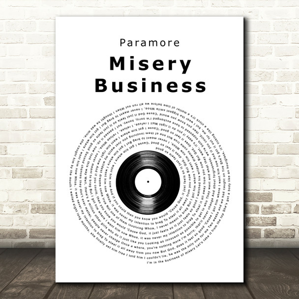 Paramore Misery Business Vinyl Record Song Lyric Art Print