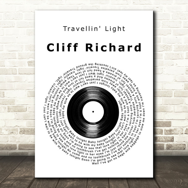 Travellin' Light Cliff Richard Vinyl Record Song Lyric Art Print